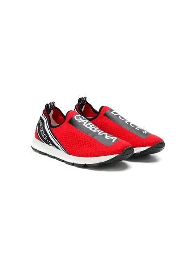 Shop Dolce & Gabbana Teen Slip On Sneakers In Red