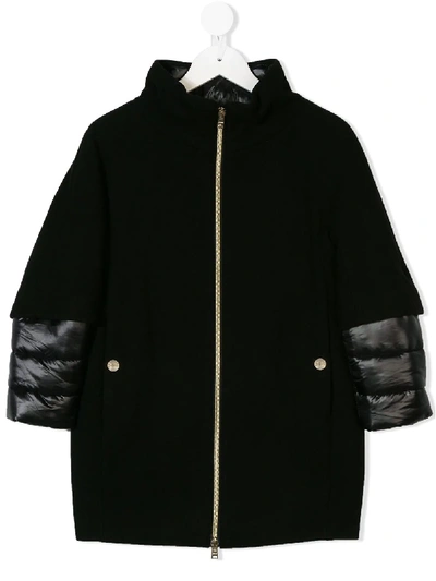 Herno Layered Hooded Padded Coat In Black