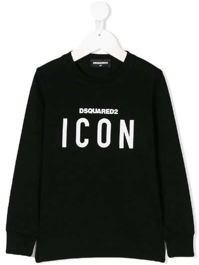 Shop Dsquared2 Icon Print Long-sleeved T-shirt In Black