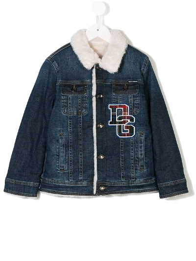 Shop Dolce & Gabbana Logo Patch Denim Jacket In Blue