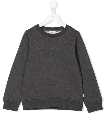 Shop Hugo Boss Embossed Logo Sweatshirt In Grey