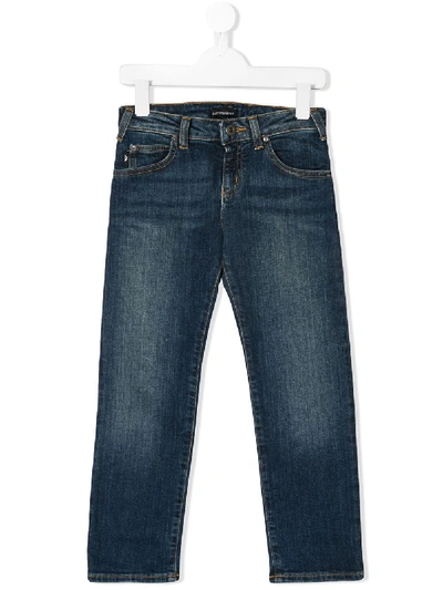 Shop Emporio Armani Straight Leg Denim Jeans In Blue