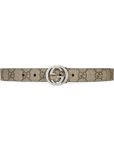 Shop Gucci Children's Gg Supreme Belt In Brown