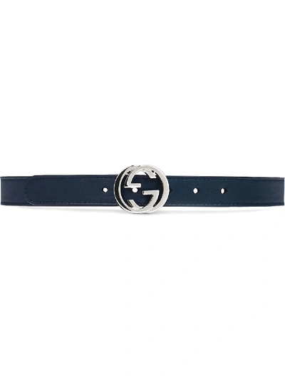 Shop Gucci Children's Leather Belt In Blue