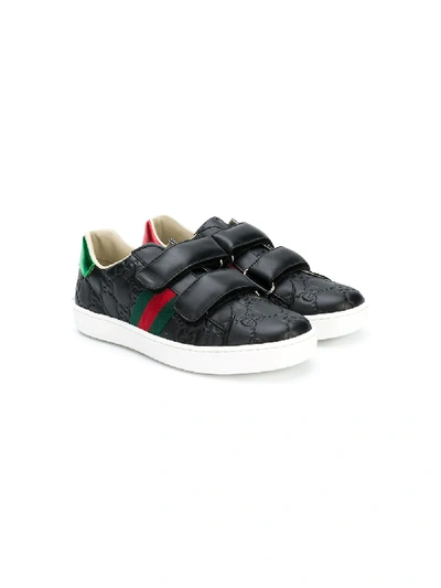 Shop Gucci Signature Logo Sneakers In Black