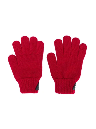 Shop Emporio Armani Logo Gloves In Red