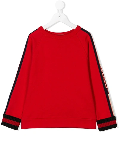 Shop Gucci Logo Sleeve Sweatshirt In Red