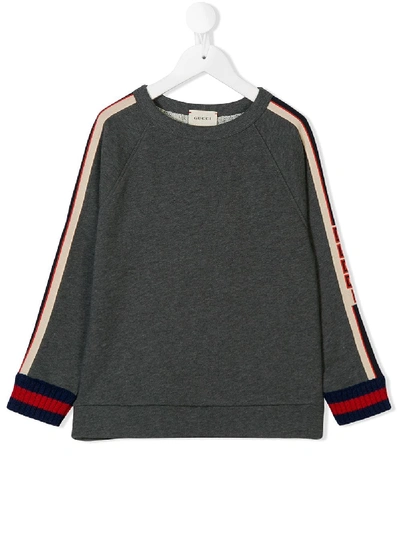 Shop Gucci Jacquard Trim Sweatshirt In Grey
