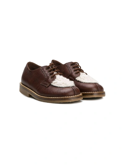 Shop Pèpè Contrast Panel Lace-up Shoes In Brown