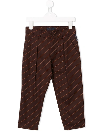 Shop Tiny Cottons Diagonal Stripe Trousers In Brown