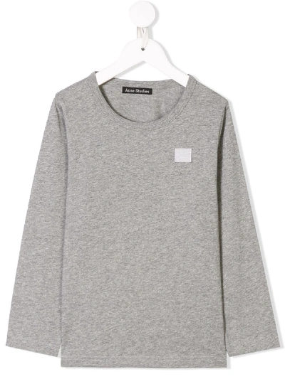 Shop Acne Studios Mini Nash Face Long Sleeve T-shirt In Grey
