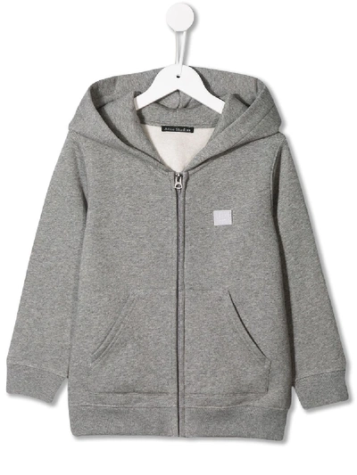 Shop Acne Studios Mini Ferris Zip Hoodie In Grey