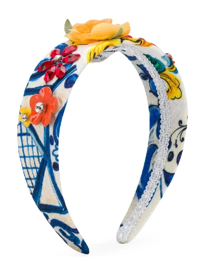 Shop Dolce & Gabbana Embellished Headband In Blue