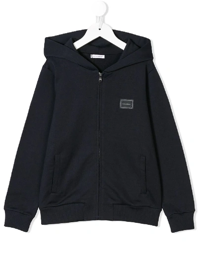 Dolce & Gabbana Full-zipped Hoodie In Blue