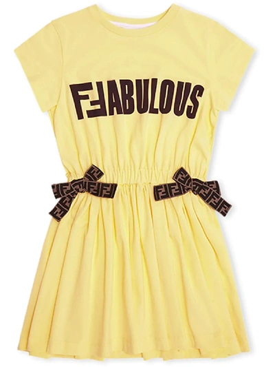 Shop Fendi Ffabalous Print Dress In Yellow