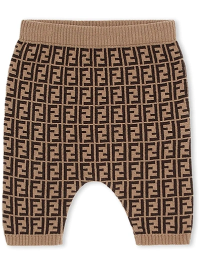 Shop Fendi Ff Logo Motif Trousers In Brown
