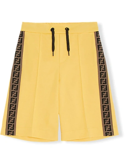 Shop Fendi Side Band Track Shorts In Yellow