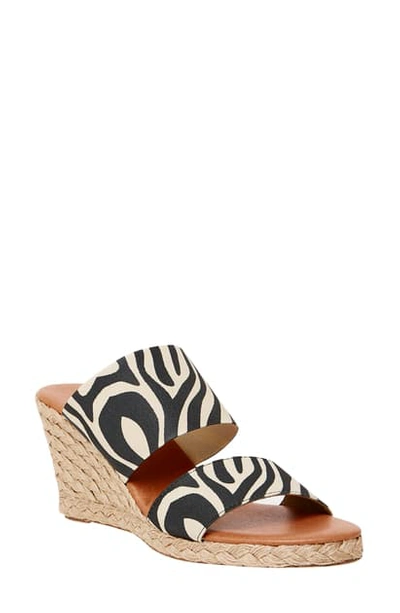 Shop Andre Assous Amalia Strappy Espadrille Wedge Slide Sandal In Zebra Fabric
