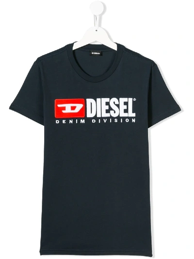 Shop Diesel Teen Tjustdivision T-shirt In Blue