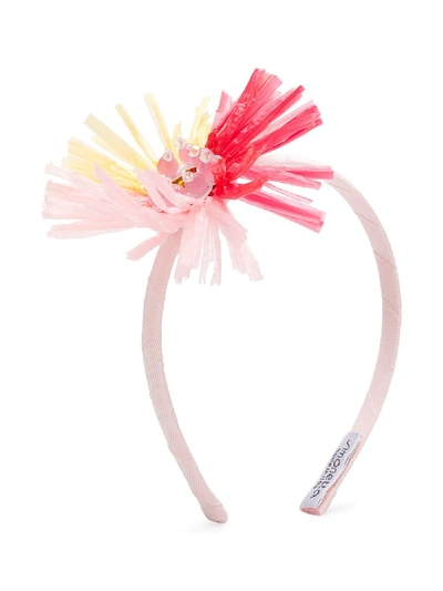 Shop Simonetta Beaded Fringed Hairband In Pink