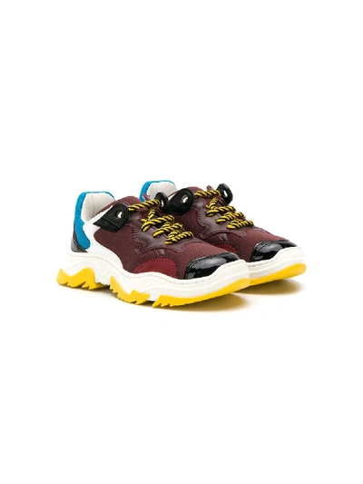 N°21 Colour Block Lace-up Sneakers In Red