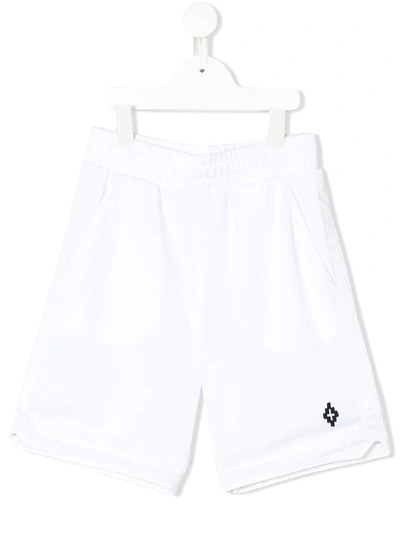 Shop Marcelo Burlon County Of Milan Embroidered Logo Mesh Shorts In White