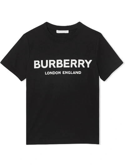 Shop Burberry Logo Print Cotton T-shirt In Black