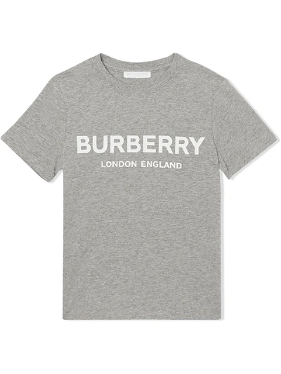 Shop Burberry Logo Print Cotton T-shirt In Grey