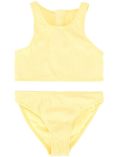 Shop Duskii Girl Amelie Zip Bikini Set In Yellow