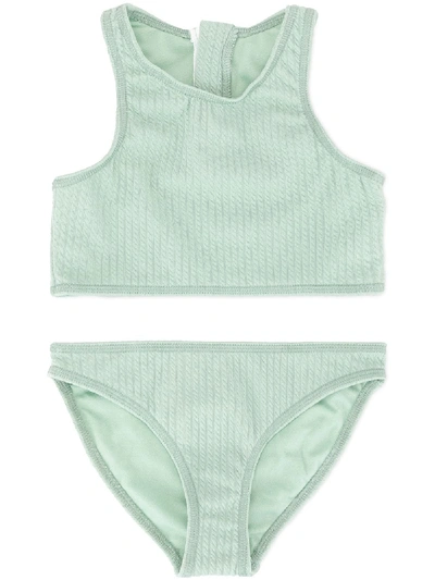 Shop Duskii Girl Aya Zip Bikini Set In Green