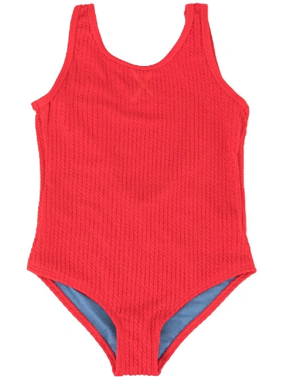 Shop Duskii Girl Yara Textured Swimsuit In Red