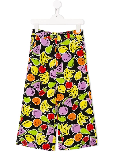 Shop Stella Mccartney Fruits Print Wide-legged Trousers In Black