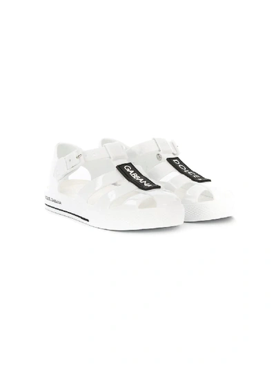 Shop Dolce & Gabbana Logo Patch Jelly Shoes In White