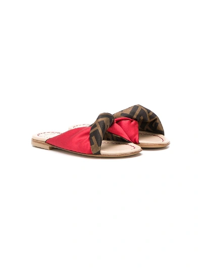 Shop Fendi Ff Twist Strap Sandals In Red