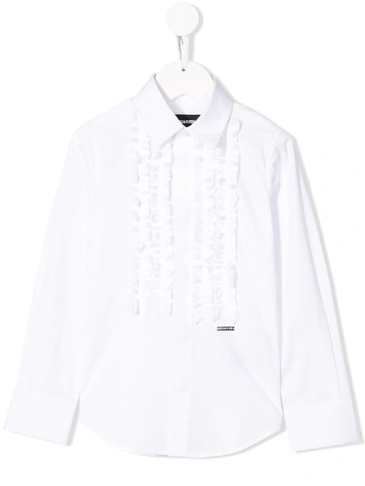 Shop Dsquared2 Ruffle-trimmed Shirt In White