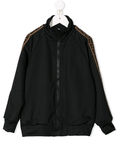 Shop Fendi Side Panelled Zipped Sweatshirt In Black