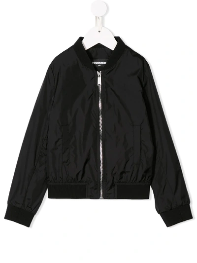 Shop Dsquared2 Logo Print Bomber Jacket In Black