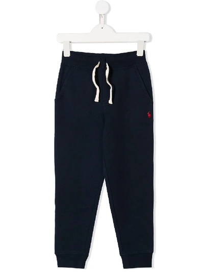 Shop Ralph Lauren Embroidered Logo Track Trousers In Blue