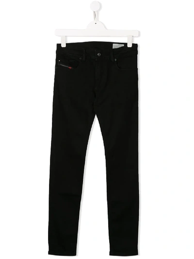 Shop Diesel Teen Slim-fit Jeans In Black