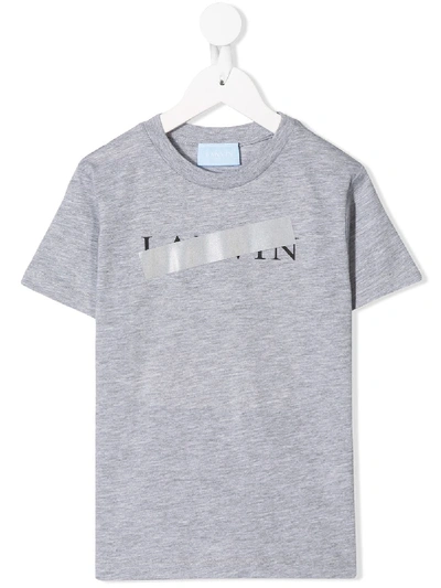 Shop Lanvin Enfant Censored Logo T-shirt In Grey