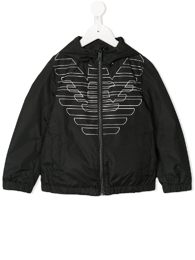 Shop Emporio Armani Hooded Logo Jacket In Black
