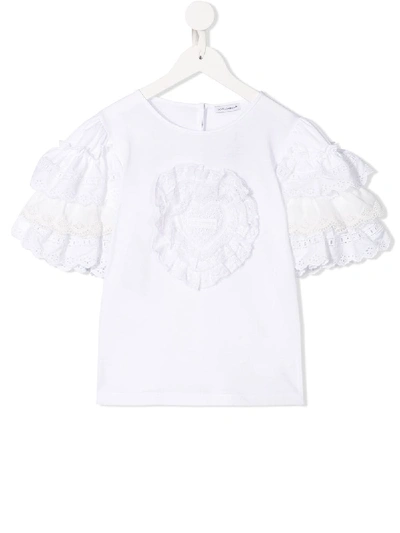 Shop Dolce & Gabbana Ruffled Sleeves T-shirt In White