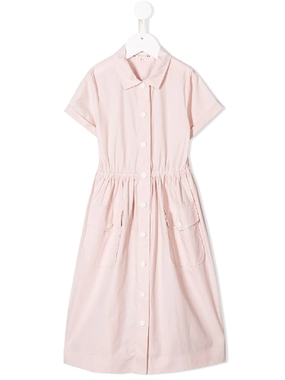 Shop Bonpoint Snap Button Midi Dress In Pink