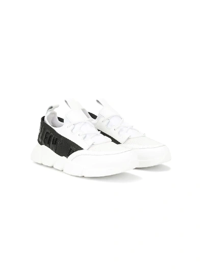 Shop Philipp Plein Junior Lace-up Runner Sneakers In White