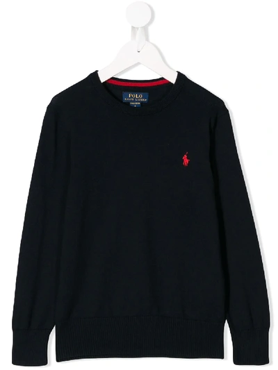 Shop Ralph Lauren Small Logo Sweater In Blue