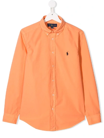 Shop Ralph Lauren Hemd Mit Logo-stickerei In Orange