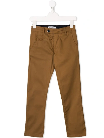 Shop Paolo Pecora Straight-leg Chino Trousers In Brown