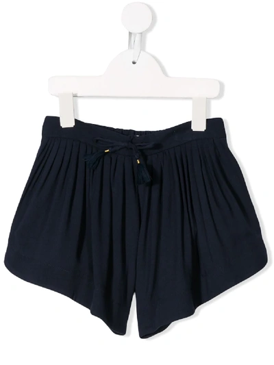 Shop Chloé Pleated Shorts In Blue