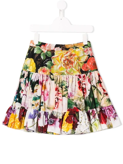 Shop Dolce & Gabbana Floral Pattern Skirt In Black