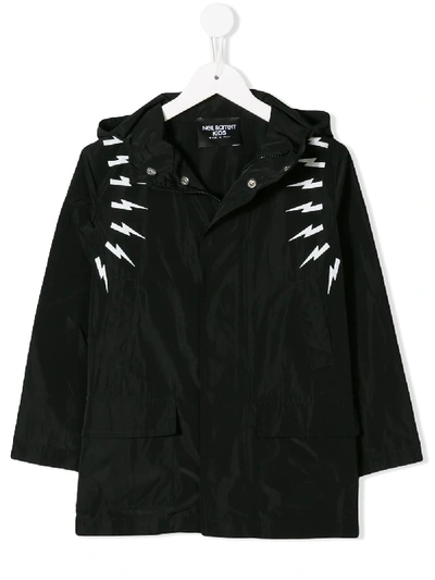 Shop Neil Barrett Lightning Rain Jacket In Black